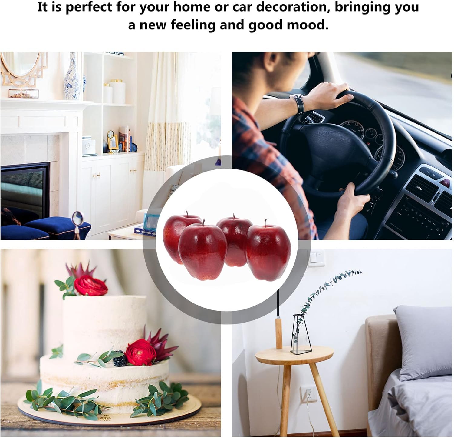 Milisten 4pcs Artificial Red Delicious Lifelike Fake Fruits for Home Decoration Photo Props Restaurant Display and Realistic Decor Dark Red