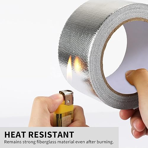 Miniatura 7 de TAPEBEAR Cinta de papel de aluminio de tela de fibra de vidrio, cinta adhesiva de alta temperatura de aislamiento profesional, soporta 176.0 F a