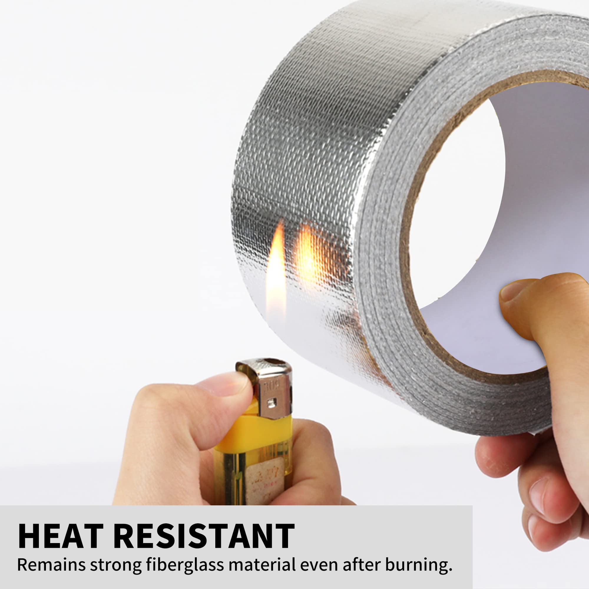 TAPEBEAR Nastro Alluminio adesivo, 25mm x 60m Nastro Alluminio Con Tessuto In Fibra Di Vetro, Resistere da 80°C a 100°C, Nastro Adesivo Rinforzato Per Sigillare, Riparare ed Isolare