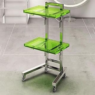 Carrito rodante de 2 niveles, carrito plegable con ruedas, bandeja móvil de esteticista para uso en salón y spa, solución de almacenamiento versátil para profesionales