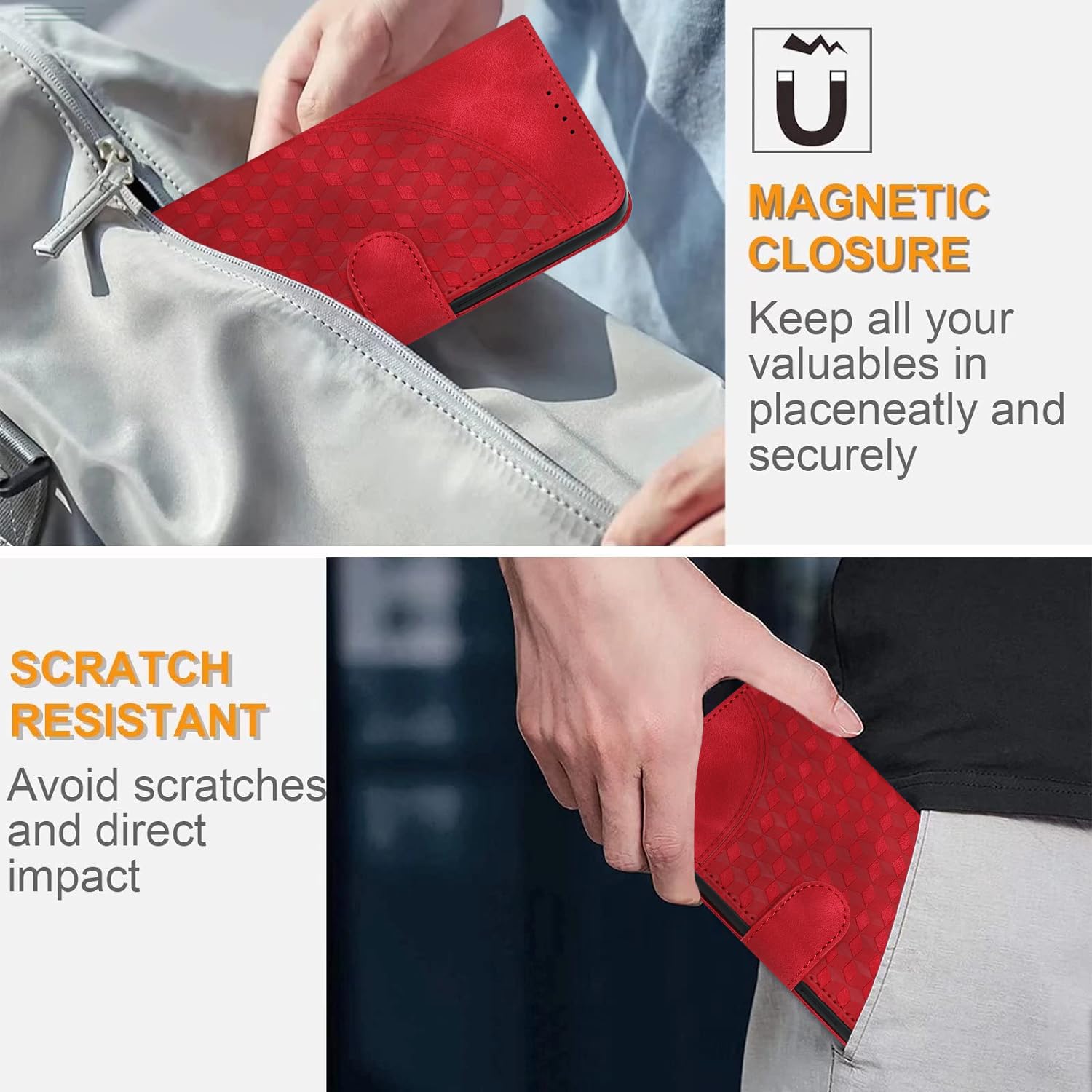 Custodia Portafoglio In Pelle PU Per Xiaomi Redmi 5 Plus: Rossa Con Kickstand E Slot Carte - 4