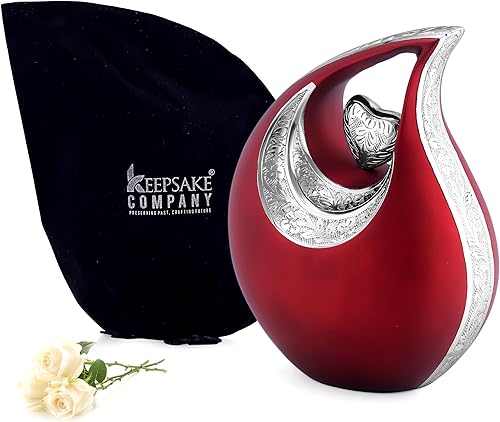 Miniatura 117 de Urna de corazón de lágrima dorada blanca para cenizas humanas Urnas de cremación para cenizas adultas Urna de ceniza funeraria para hombres