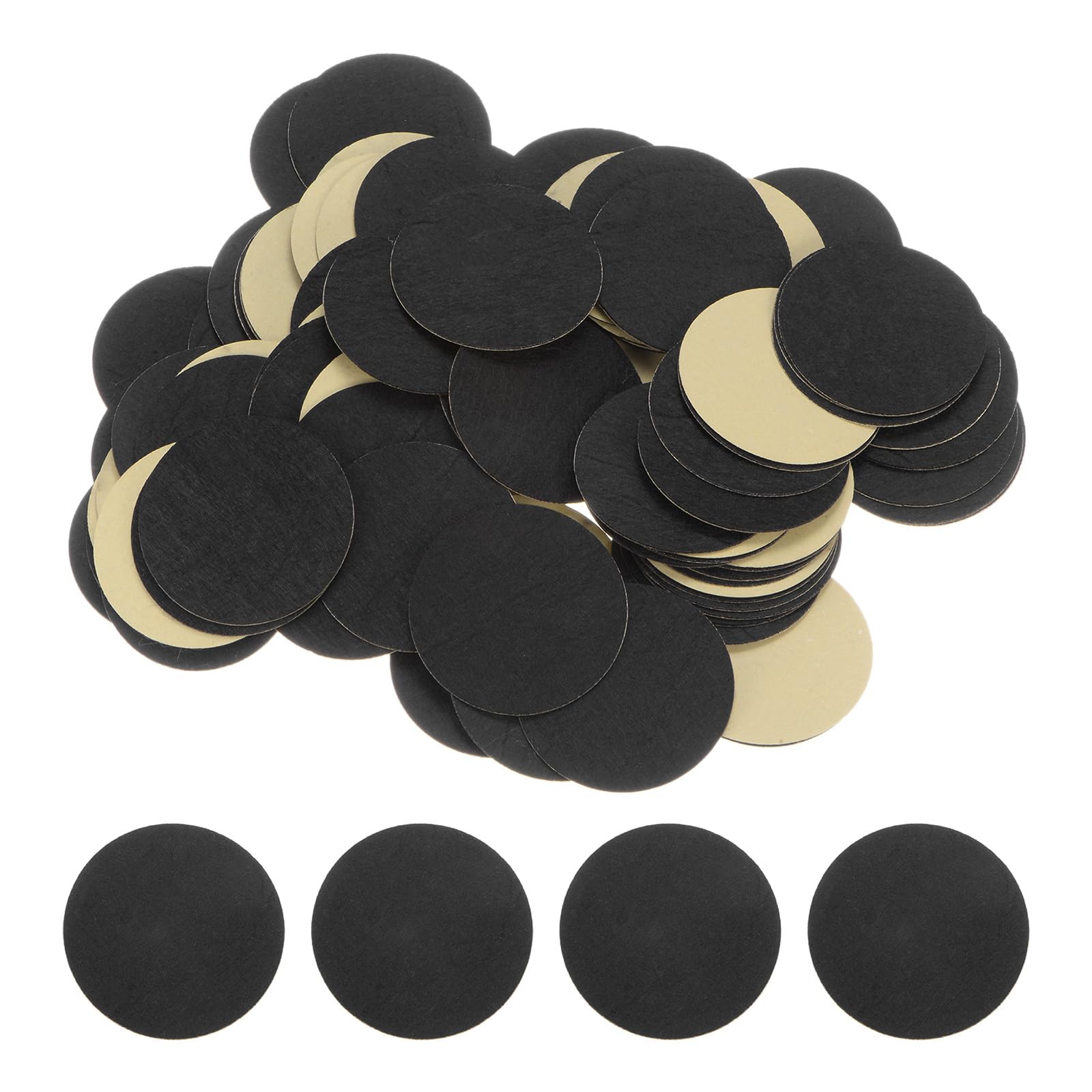 HARFINGTON 100pcs Round Adhesive Felt Circles, 60mm 3/64" Pre Cut Felt Craft Stickers Non-Woven Mini Felt Fabric Circles for DIY Sewing Handcraft Cut Projects Craft Finishing, Black