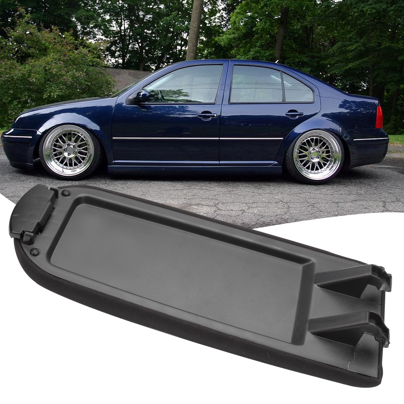 KASturbo Tapa de Reposabrazos para Consola Central Compatible con Jetta Bora Golf MK4 Polo Skoda Octavia Passat B5 (Negra Tela)