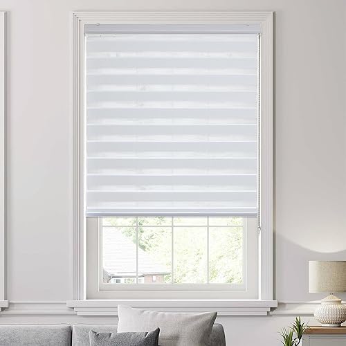SHECUTE Persianas de cebra para ventanas 58 x 72 pulgadas persianas enrollables de cebra con cadena persianas para Ventanas Modernas filtrantes de