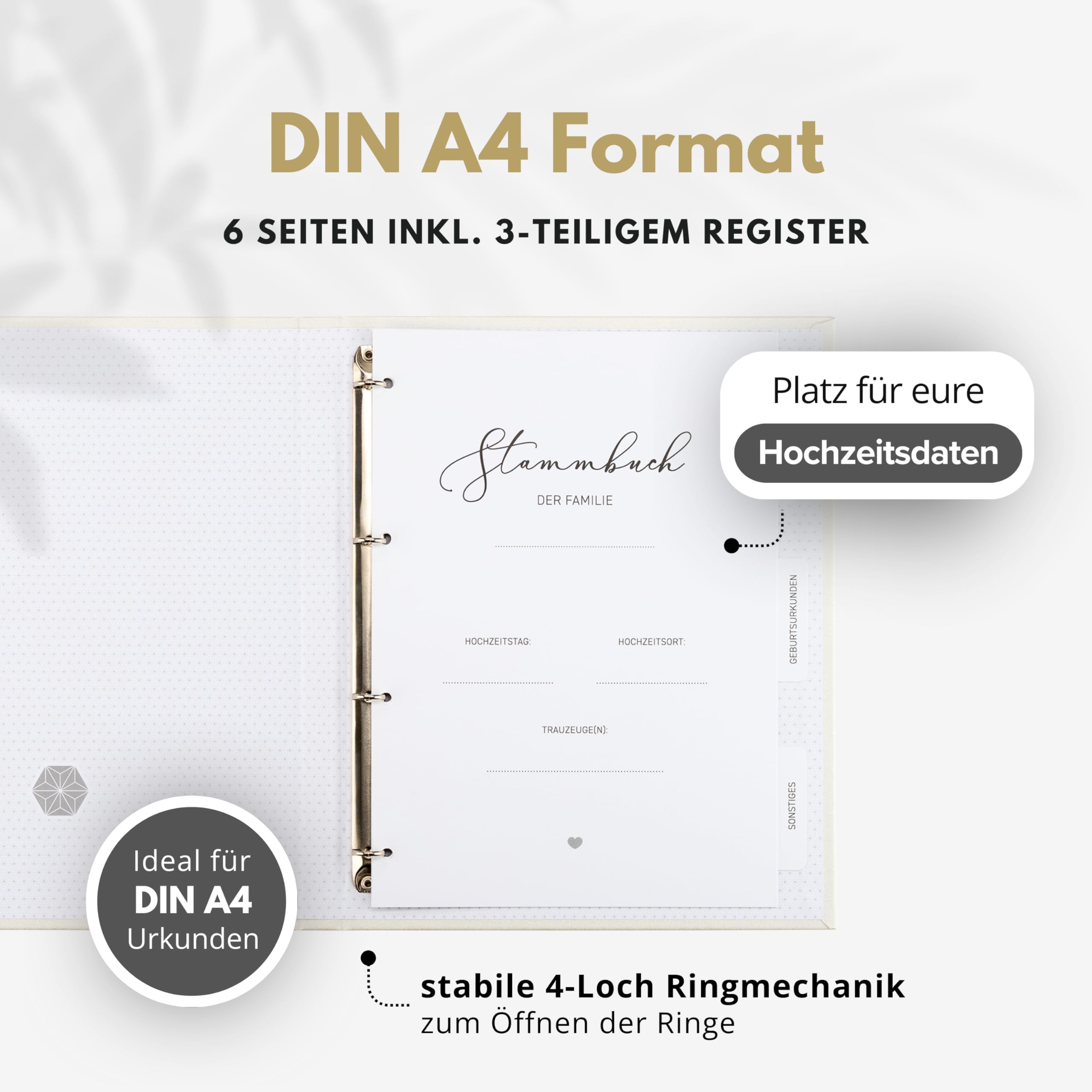 Stammbuch Hochzeit personalisiert aus echtem Leinen handgefertigt inkl. vorgedruckten Innenseiten - A4 oder Klassisches 16x21cm