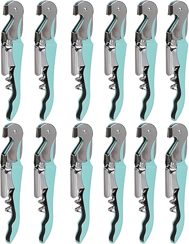 Miniatura 7 de RECUTMS Paquete de 12 sacacorchos para botellas de vino, acero inoxidable resistente con cortador de papel de aluminio, pequeño regalo de acero