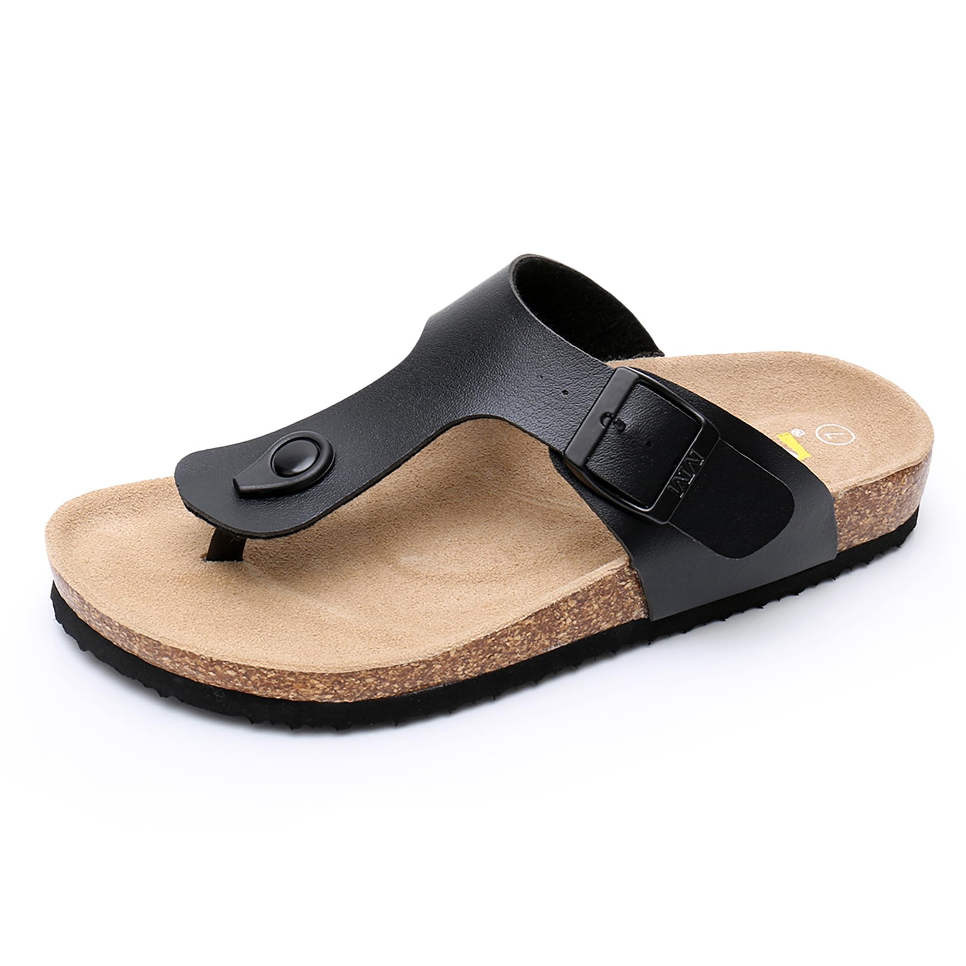 WTW Cork Footbed Womens Sandals Genuine Leather Insole Slides Sandals for Women Adjustable Buckle Summer Sandals Outdoor Walking