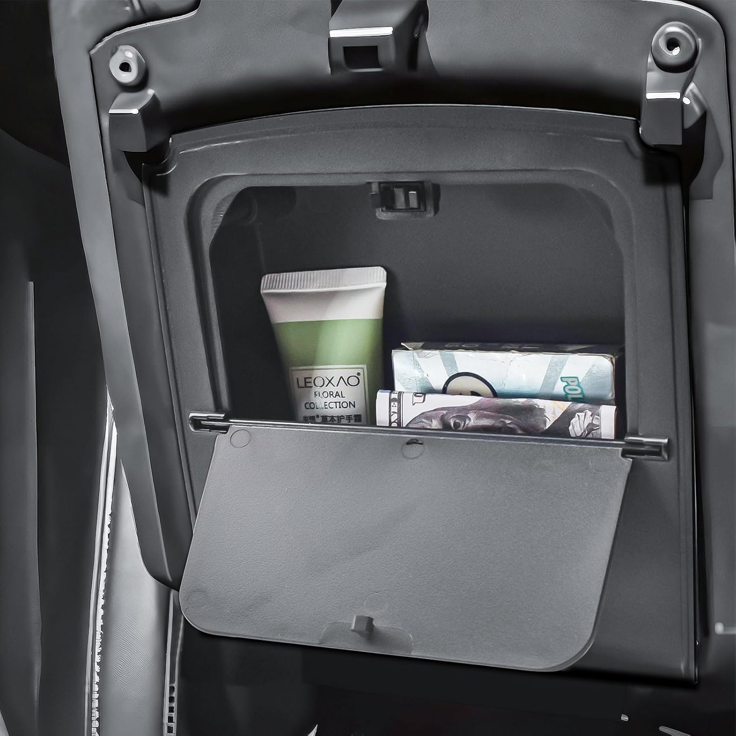 HGWEI Hidden Center Console Organizer Compatible with 2023-2026 Kia Sportage Interior Accessories - Lid of Armrest Storage Box NQ5 Secret Compartment Insert Tray, Black