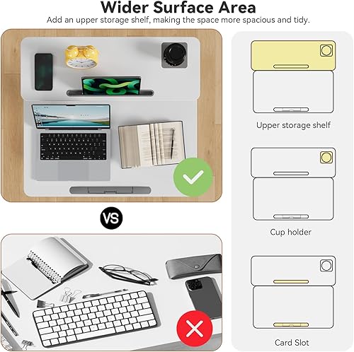 Miniatura 5 de Escritorio móvil de pie de 28 pulgadas con ruedas, soporte rodante para laptop con escritorio inclinable, estación de trabajo para computadora