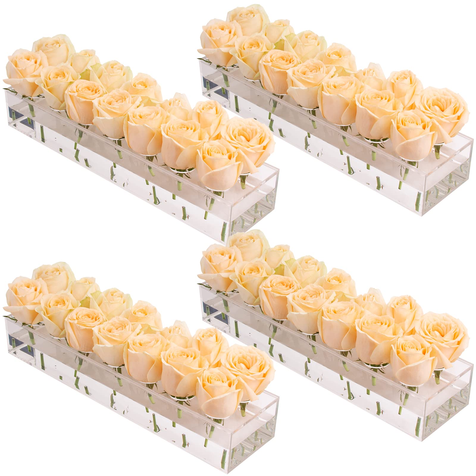 LOYWREE 4 Pack Rectangular Floral Centerpiece 