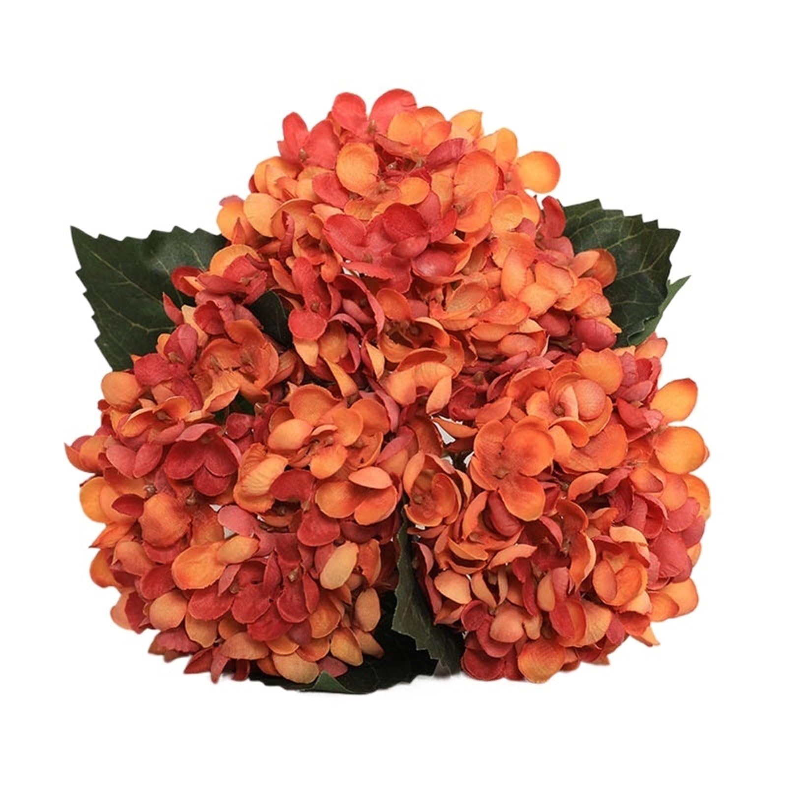 FonHNDG Artificial Flower Branches 3Pcs Hydrangea Autumn Fall Party Fake Flowers Wedding Decoration Mariage Flores Artificiales Vase Decor(Color3)