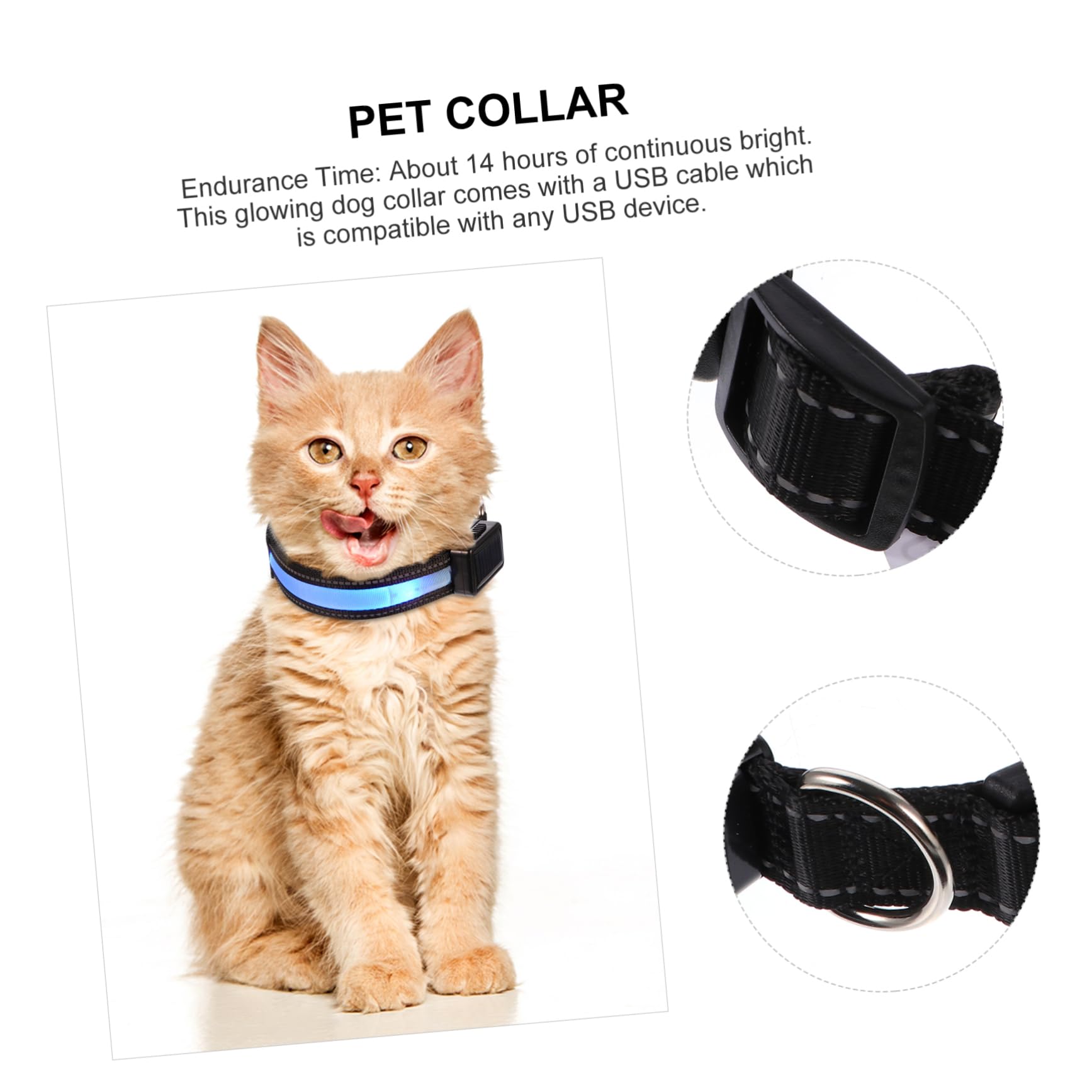 POPETPOP 3ensembles Collier LED Pet Lumineux Rechargeable USB pour Chien Collier Lumineux Solaire pour Nocturnes Et Sécurité Extérieur
