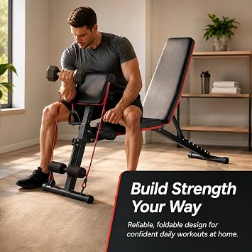 Adjustable Weight Bench Foldable Workout Bench 300KG Capacity with 6 Adjustable Positions, Heavy Duty Alloy Steel Frame, Multi Position Exercise Bench for Home Gym & Strength Training