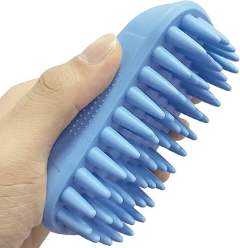 Pet Silicone Shampoo Brush for Long & Short Hair Medium Large Pets Dogs Cats, Anti-skid Rubber Dog Cat Pet Mouse Grooming Shower Bath Brush Massage Comb Blue New