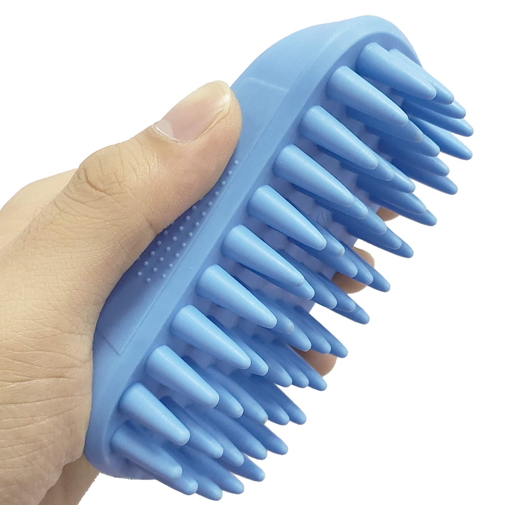 Pet Silicone Shampoo Brush for Long & Short Hair Medium Large Pets Dogs Cats, Anti-skid Rubber Dog Cat Pet Mouse Grooming Shower Bath Brush Massage Comb (Blue (New))
