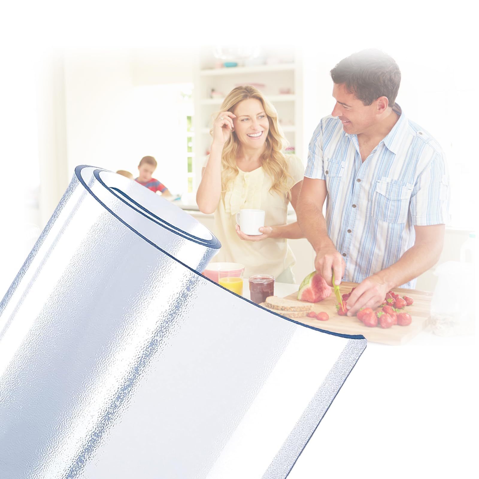 AXFZZRS Clear PVC Table Cover Protector,Crystal Clear Transparent PVC Tablecloth Waterproof,1mm Thickness Table Protector for Dining Room Table/Desk,Wipeable Plastic Tablecloth-Frosted,40x140cm