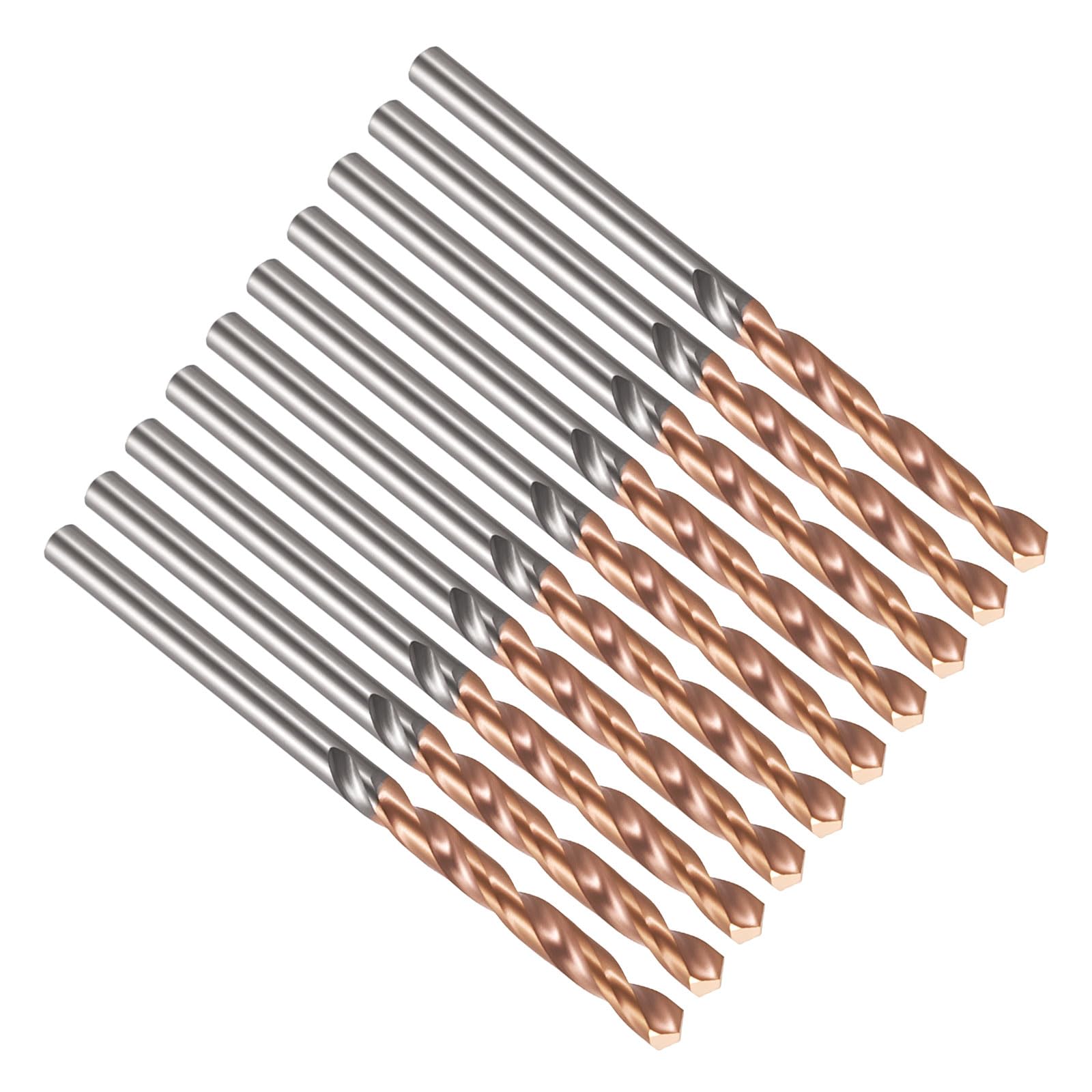 PATIKIL 2.1mm Drill Bit, Carbide Twist Jobber Bits Straight Shank 130° for Drilling Hard Metal Alloy Steel Stainless Steel Titanium Alloys - 10 Pack