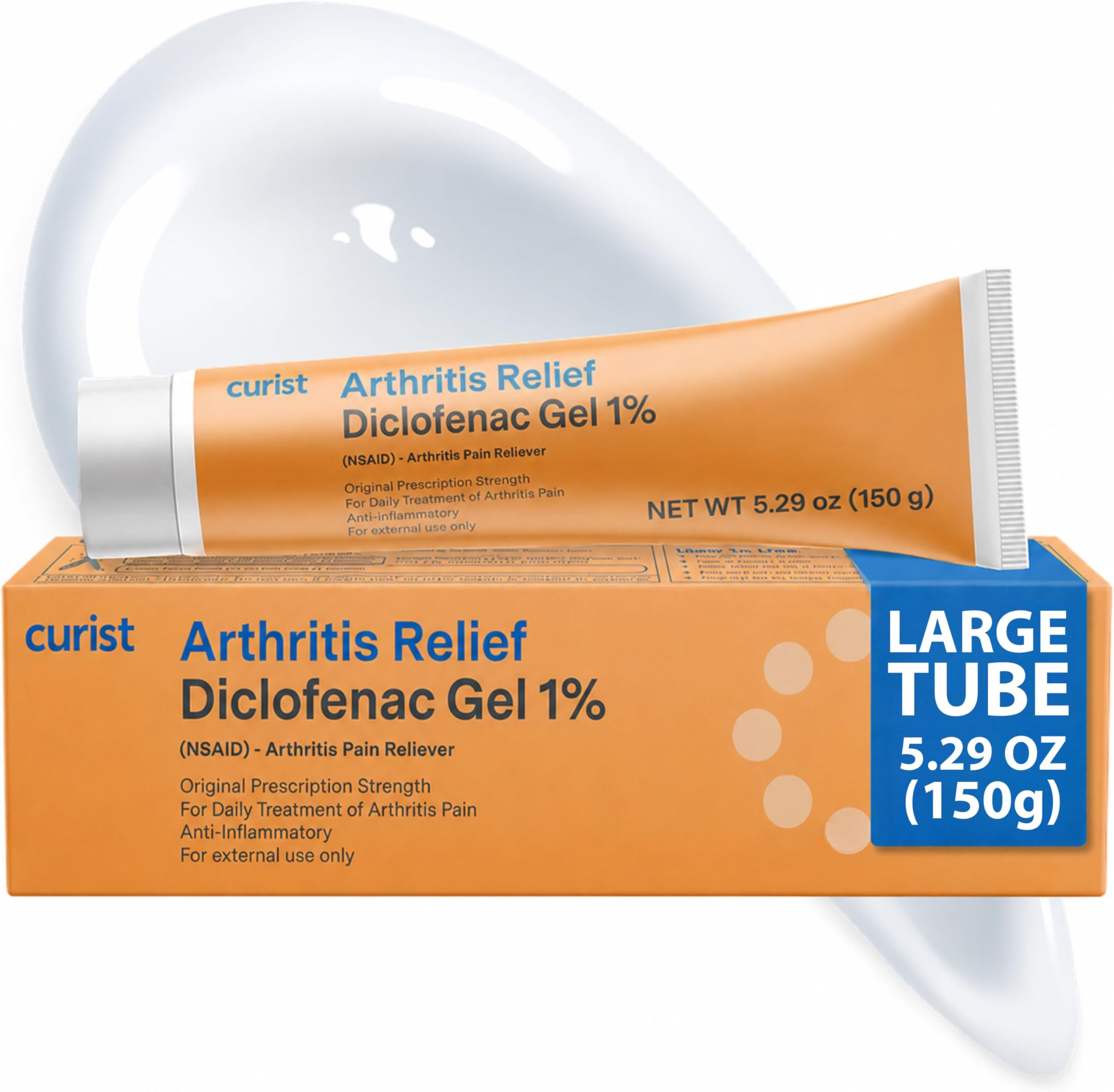 Curist Diclofenac Sodium Topical Gel 1% 150g (5.29 oz) for Arthritis Pain | Arthritis Relief, Joint Pain Relief, Hand, Foot, Knee, Elbow, Ankle, Diclofenac Sodium Topical Gel 1% Percent