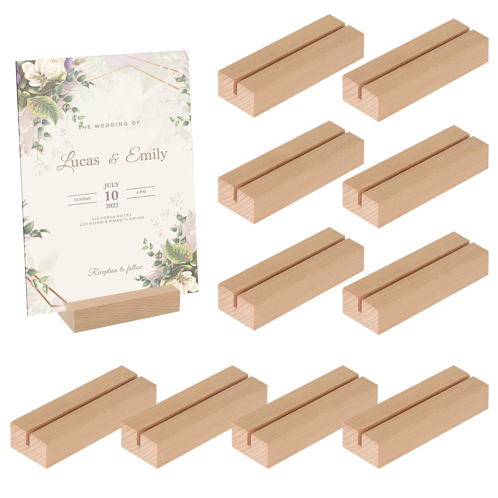 MisFun 10 Piezas Expositor Madera, Marcasitios Madera, Marcasitios Boda, Titulares de Tarjetas de Madera, Soporte Madera Foto, para Restaurantes, Bodas, Banquetes y Decoración del Hogar