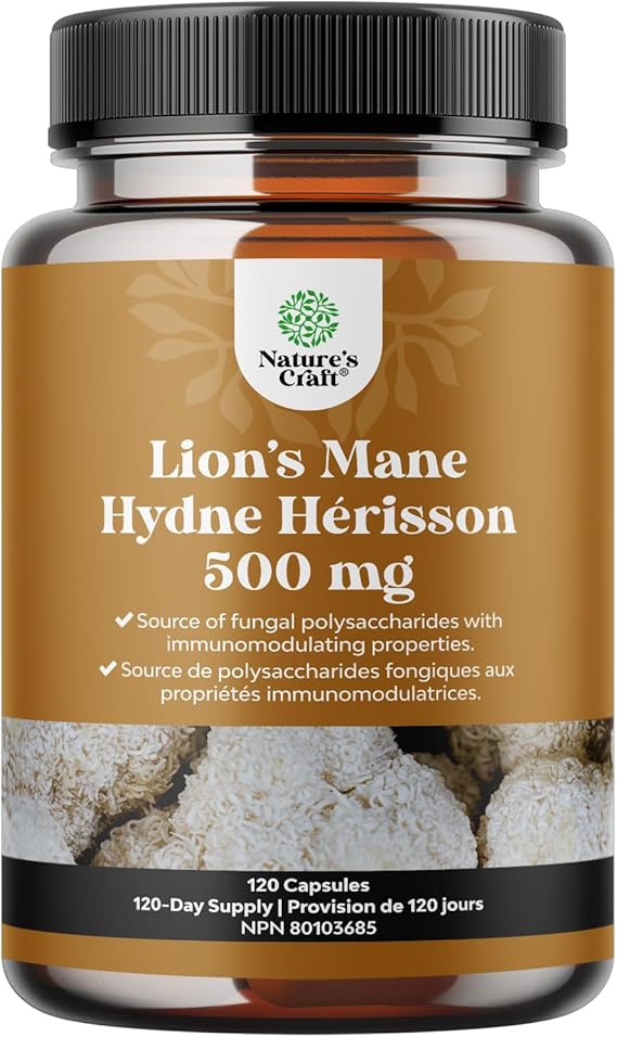 Lion's Mane Supplement Capsules for Memory and Focus Mushroom Mix for