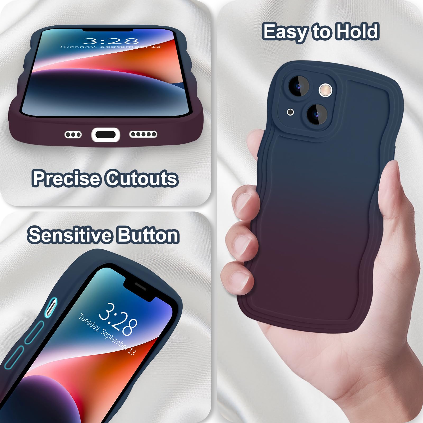 Anuck Funda Para IPhone 15 Con Borde Ondulado, Diseño De Patrón De