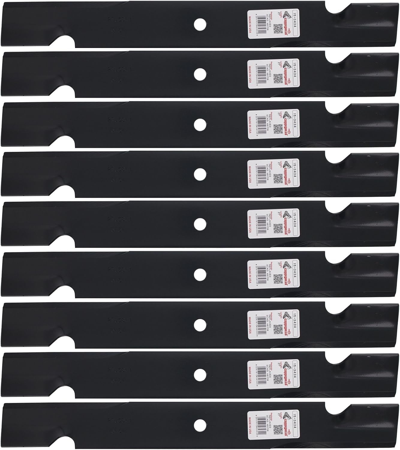 Rotary 3434 Mower Blades for Bobcat Ferris Scag Snapper 21” Length 2-1/2” Width .204” Thickness 5/8” Center Hole Fits 61in. Deck