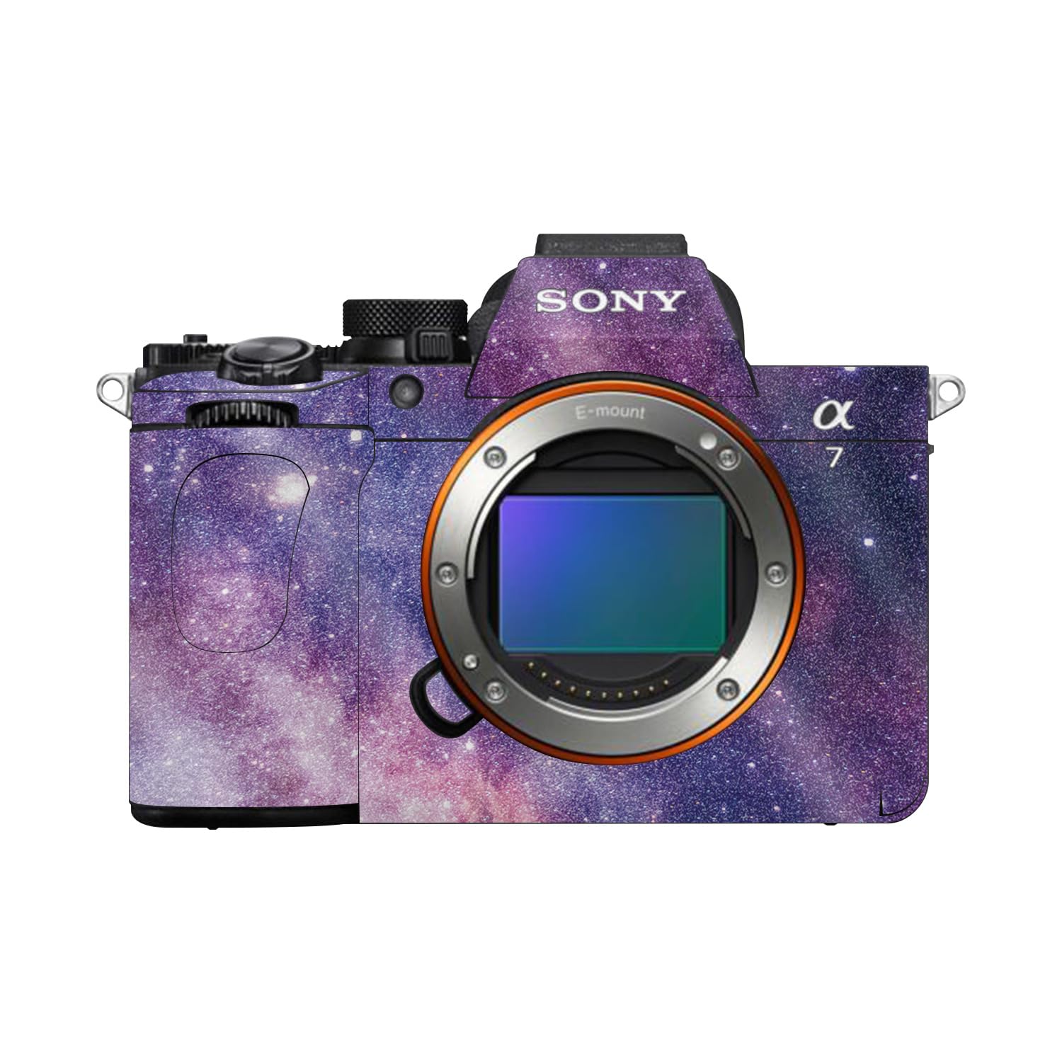 Glossy Glitter Camera Skin Compatible with Sony Alpha A7 Mark V (2025) - Violet Stars - Premium 3M Vinyl Protective Wrap Decal Cover - Easy to Apply | Crafted in the USA by MightySkins