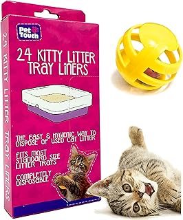Pet Touch 24 Kitty Cat Litter Trays Liners | Cat Tray Liners | Fits To Most Cat Litter Tray Liners | Disposable & Hygienic Cat Litter Liners (1 Box (24 Liners))