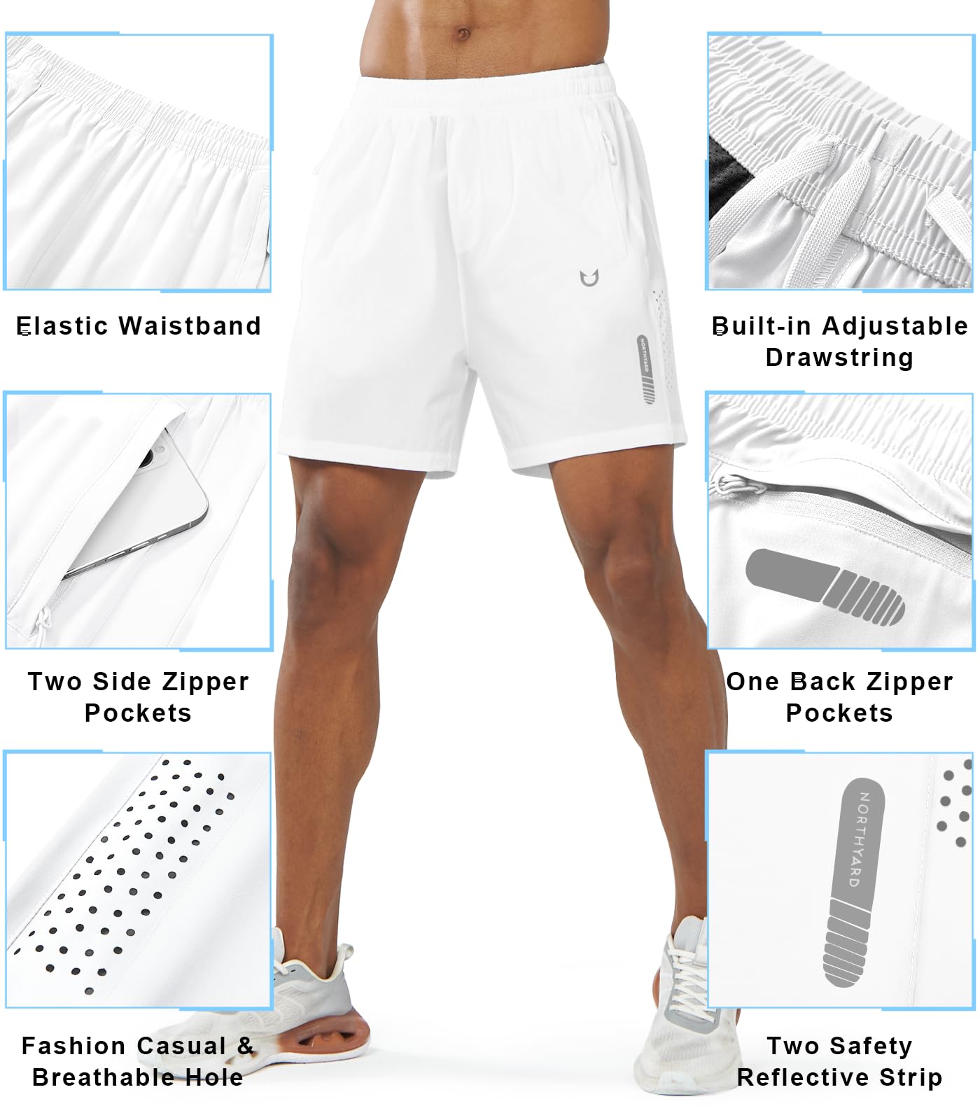 NORTHYARD Pantalones Cortos Deportivos para Correr para Hombre, de Secado rápido, Pantalones Cortos de Entrenamiento de 7, 5 y 9 Pulgadas, Ligeros, Deportivos, Gimnasio, Baloncesto, Senderismo,