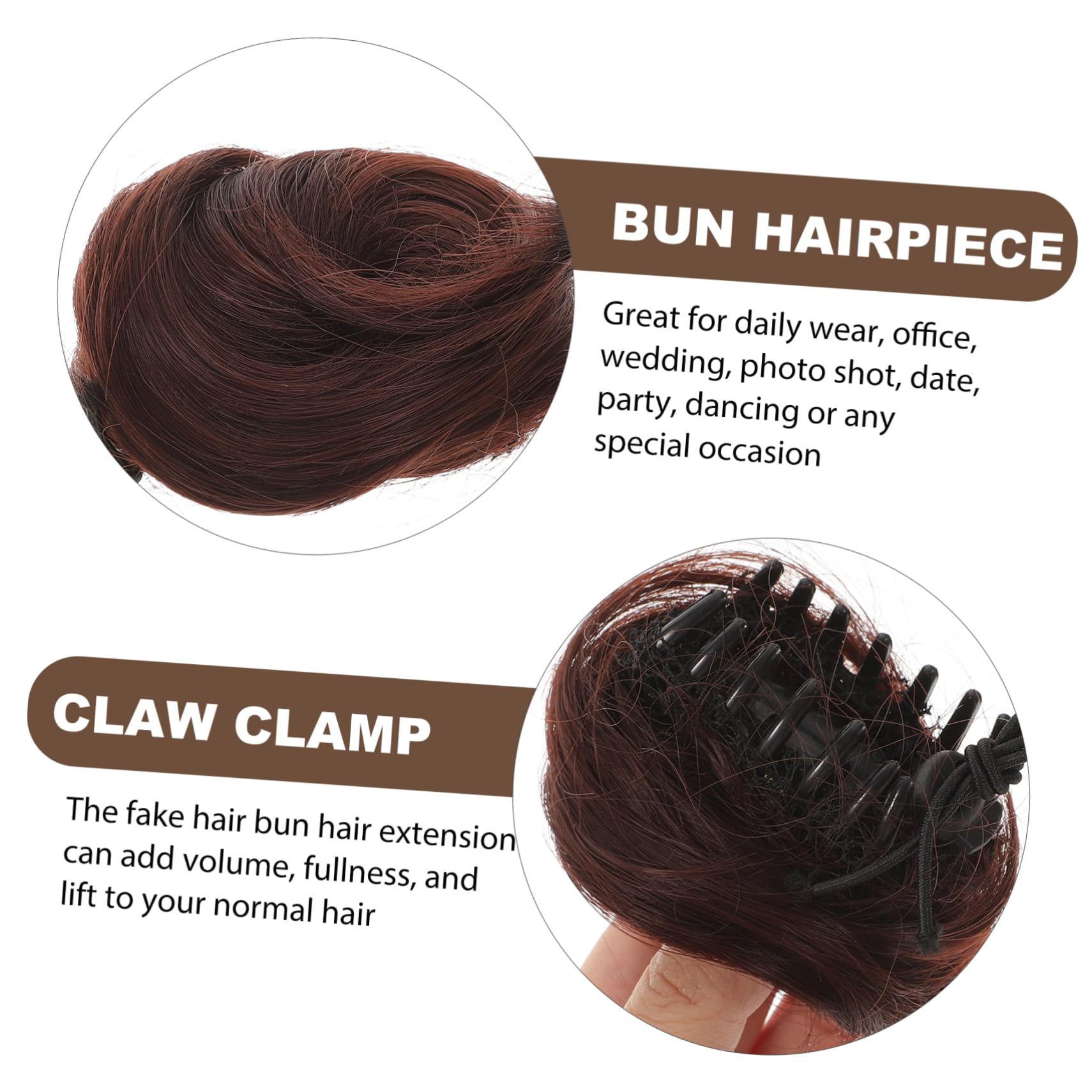 PartyKindom Volume-boosting 2pcs Fake Bun Claw Chignons Hair Bun Hairpieces for Women High Temperature Silk