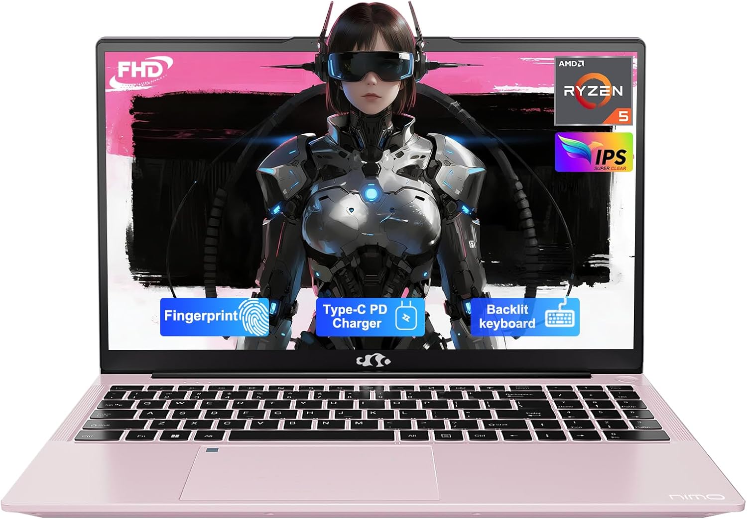 NIMO 15.6” FHD IPS Student-Laptop-Computer – 16GB RAM 512GB SSD, AMD Ryzen 5(Be…