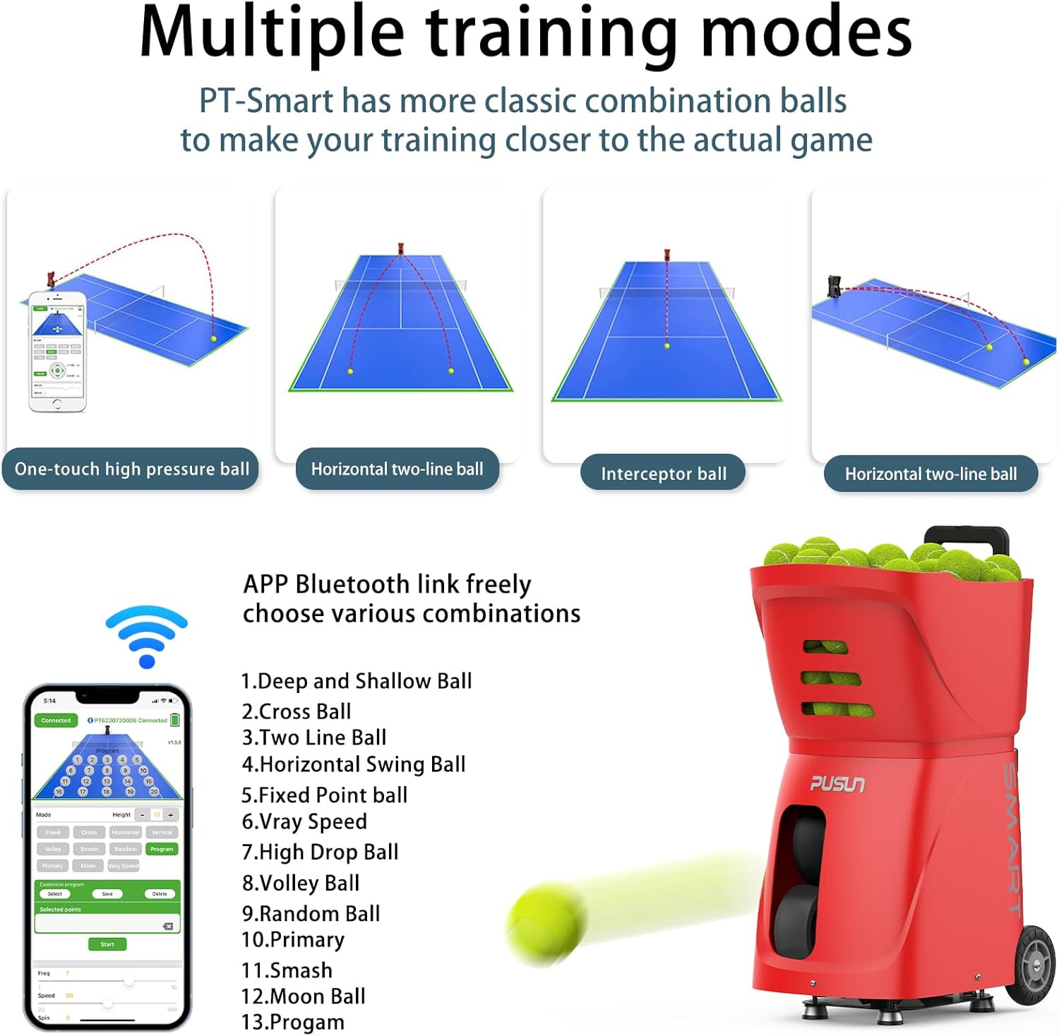 PT-Smart Tennis Ball Machine Smart App for Apple Bhutan Ubuy