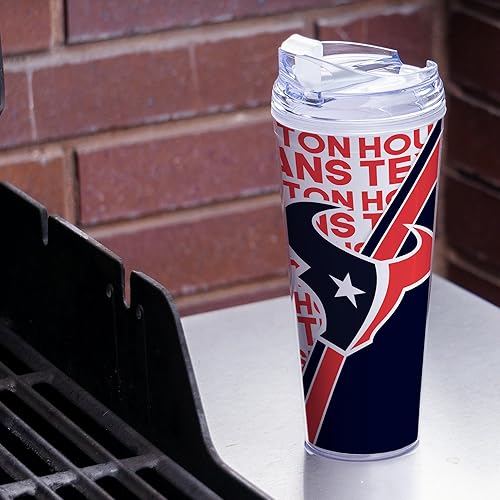 Miniatura 125 de Rico Industries NFL Football - Vaso de acrílico de 24 onzas con tapa con bisagras, vaso de doble pared con licencia oficial para fanáticos de la NFL