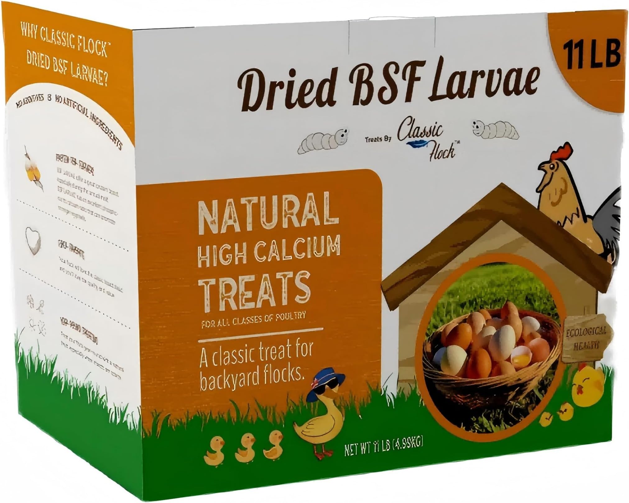 11 lb Black Soldier Fly Larva - BSFL is a high Calc-Rich Chicken Feed with More Calcium Than mealworms.It is a Pure Natural Food That Provides high Protein for Chickens and Birds