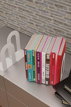 Risingbaber Decorative White Classic Metal Book Holder, Book Support Binary Set MK4B