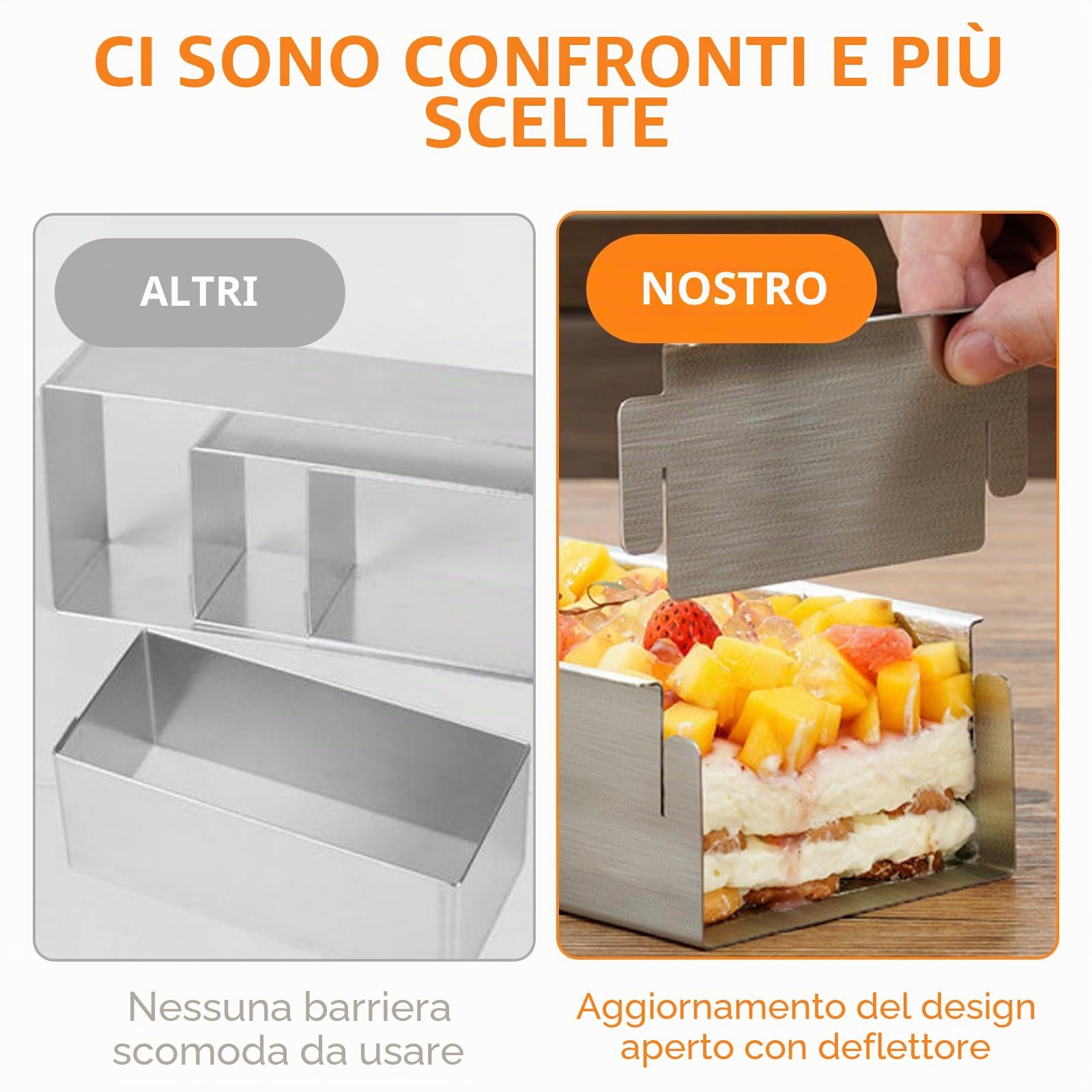 2 Pezzi Teglia Forno Rettangolare, Stampo Torta Regolabile, Teglia Antiaderente per Tiramisù con Parte Laterale Rimovibile, Teglie da Forno di Alluminio per Torta, Mousse, Pane e Tiramisù (40cm)