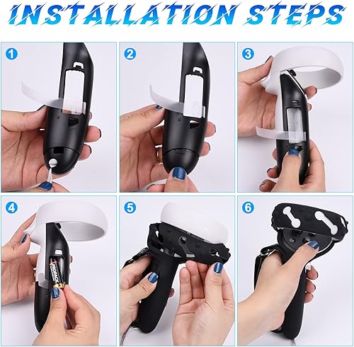 Miniatura 7 de TechKen Empuñaduras de control de apertura de batería compatibles con accesorios Quest 2, empuñaduras Oculus Quest 2 con correas ajustables para