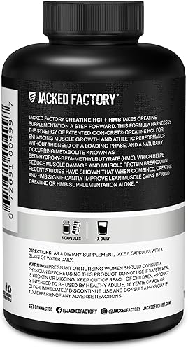 Miniatura 8 de Jacked Factory Cápsulas de creatina HCL + HMB - Fórmula sinérgica CON-CRET, myHMB y vitamina D para mejorar el crecimiento, la fuerza y la reducción