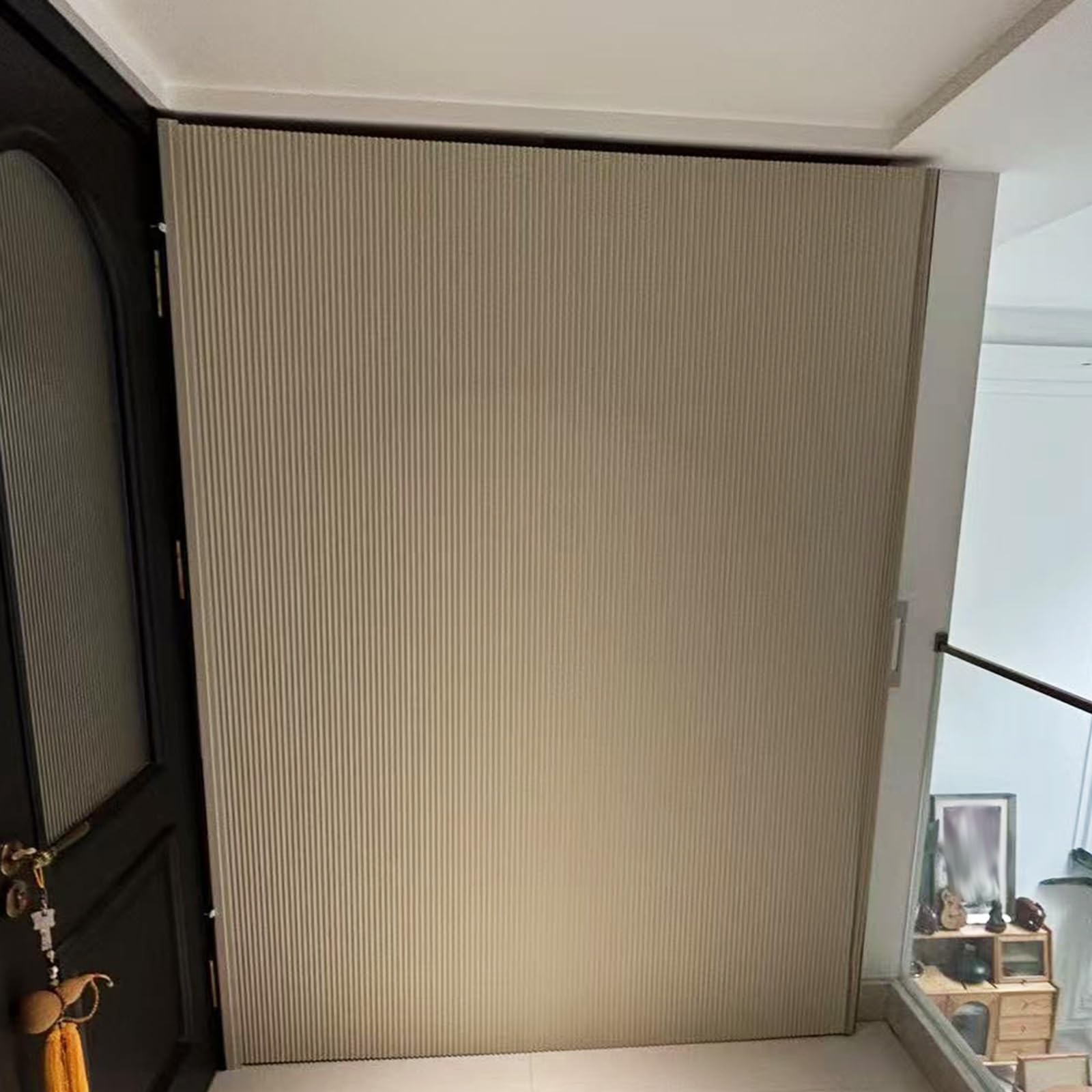 Falttür Falttüren 180 200 210 220 230 cm Hohe, Wabenförmige Falttür, Beige, Innenliegende Schiebetüren Für Kleiderschränke, Maßgefertigter Raumteiler(180x230cm/70.9x90.6in)
