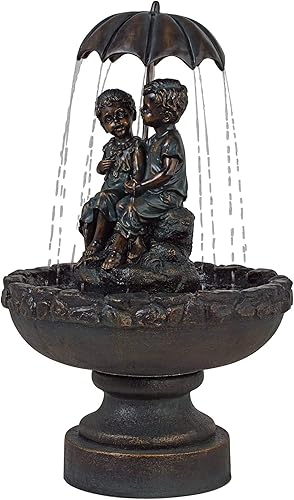 Miniatura 6 de Fuente de agua en cascada para niños y niñas de 23 pulgadas de alto con luz LED para jardín, patio, terraza, hogar, césped, porche, casa, sala de