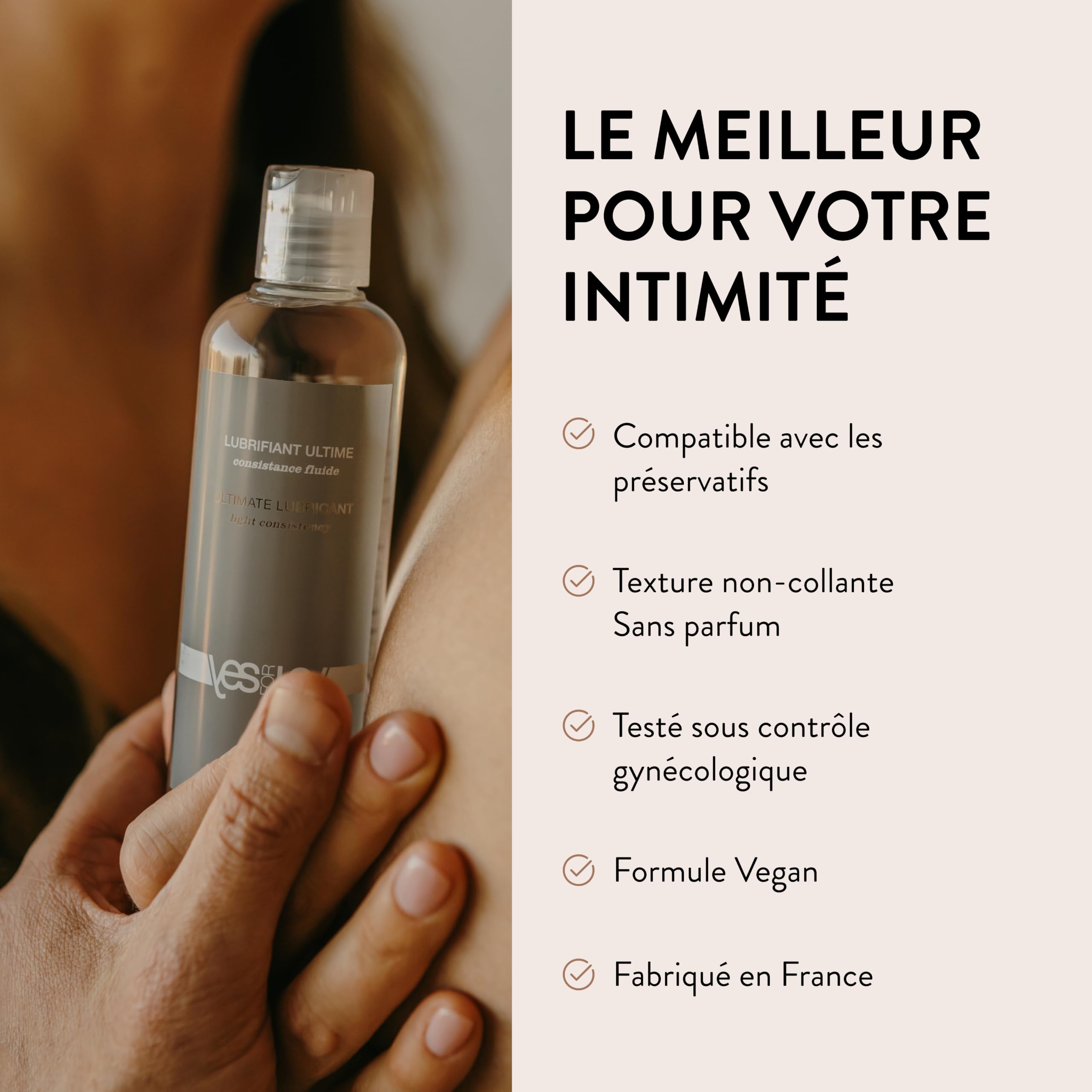 YESforLOV Lubrifiant Ultime Silicone Consistance Médium - Glisse Très Longue Durée - Texture Polyvalente pour Tous les Jeux - Gel Lubrifiant Sans Parfum Non Collant - Fabriqué en France - 150ml
