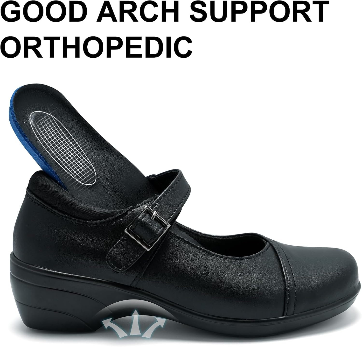 Womens Mary Jane Shoes with Arch Support Leather Round Toe Classics Ankle Strap Loafers Comfort Dress Shoes - Image 5