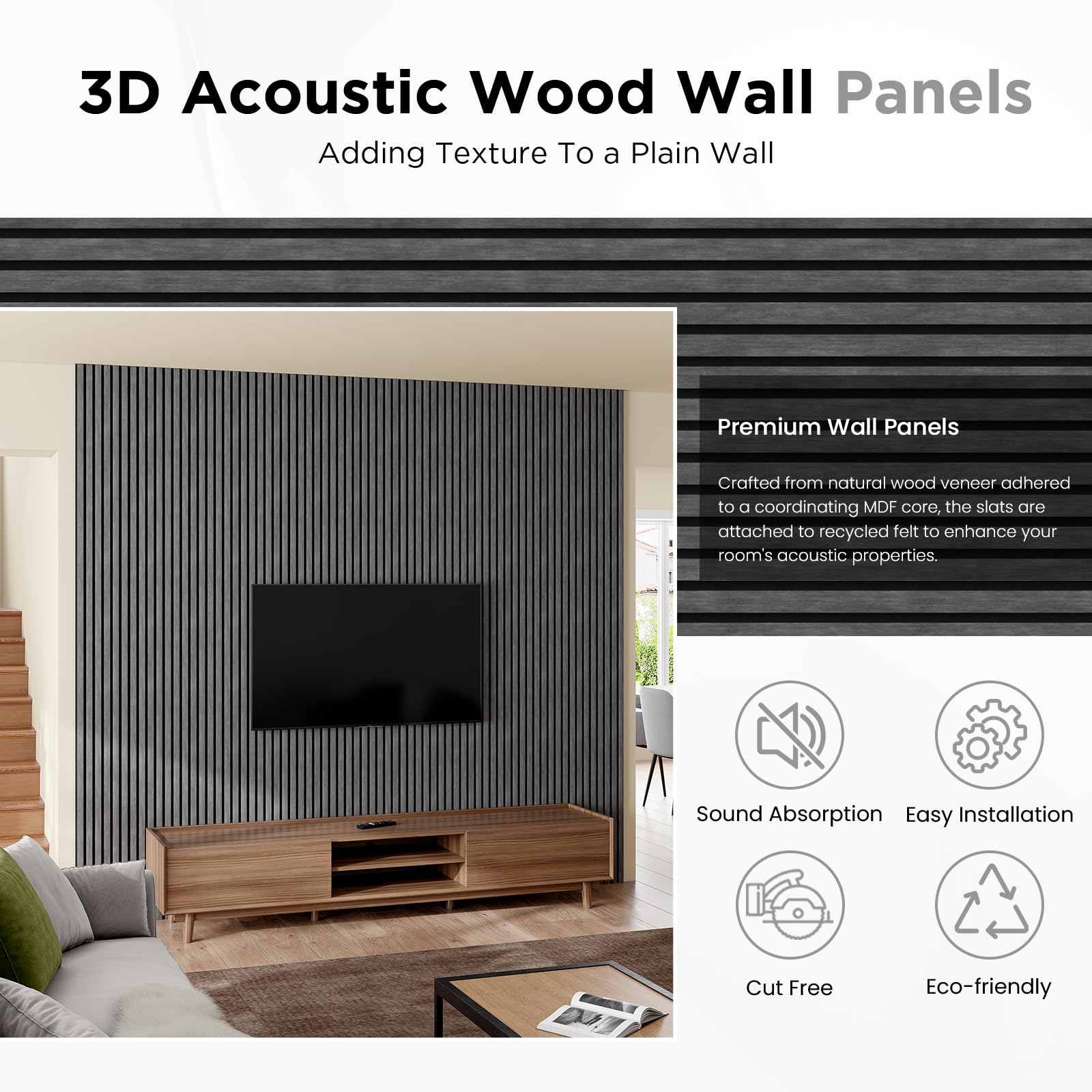 Auuan Wood Veneer Paneling 3D Fluted Wall Panel Composite Decking - View #6