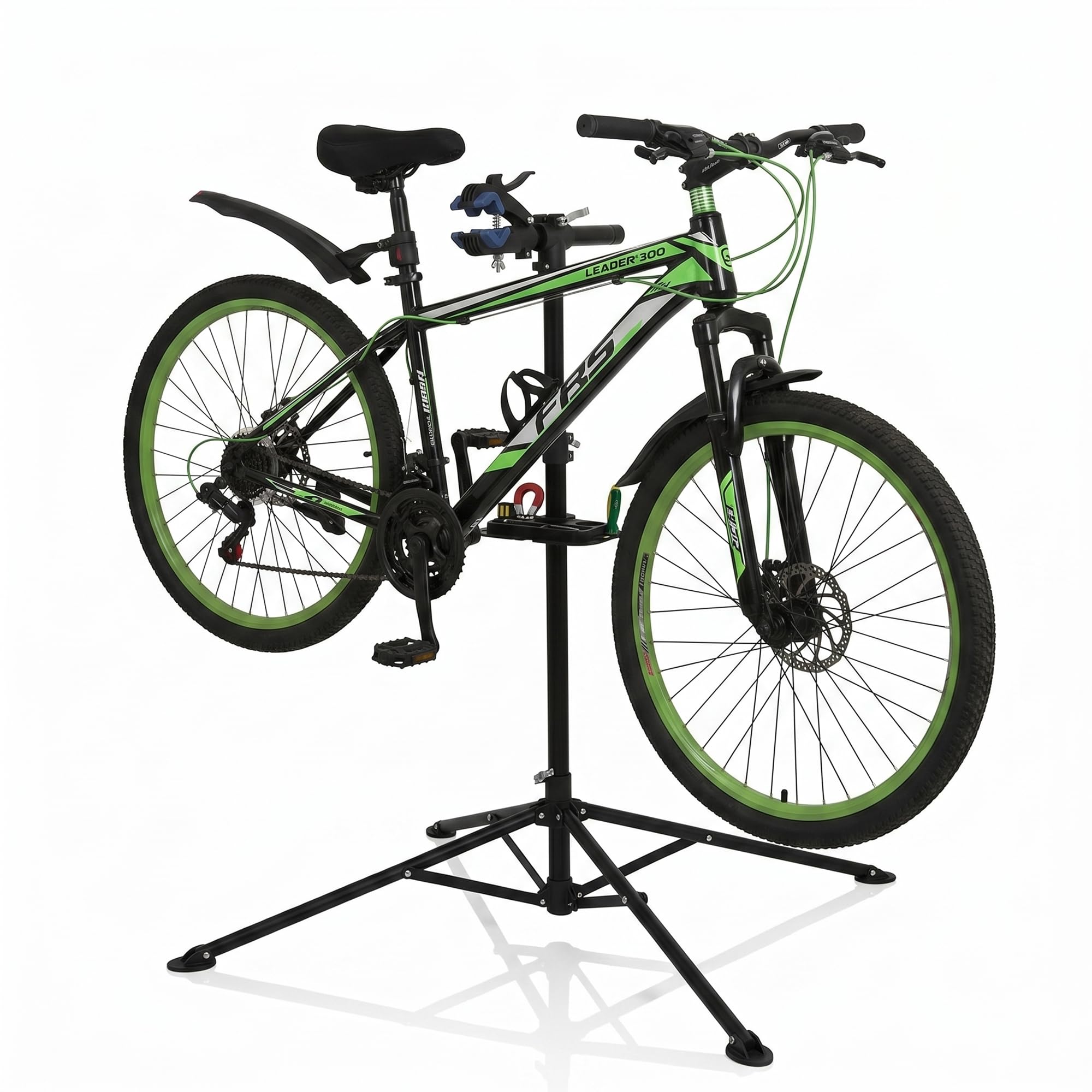 Mucola Fahrrad Montageständer 360° drehbar höhenverstellbar bis 200 cm – Reparaturständer aus Stahl mit Schnellspannklemme & Werkzeugablage – Zentrierständer für MTB E-Bike Rennrad Werkstatt