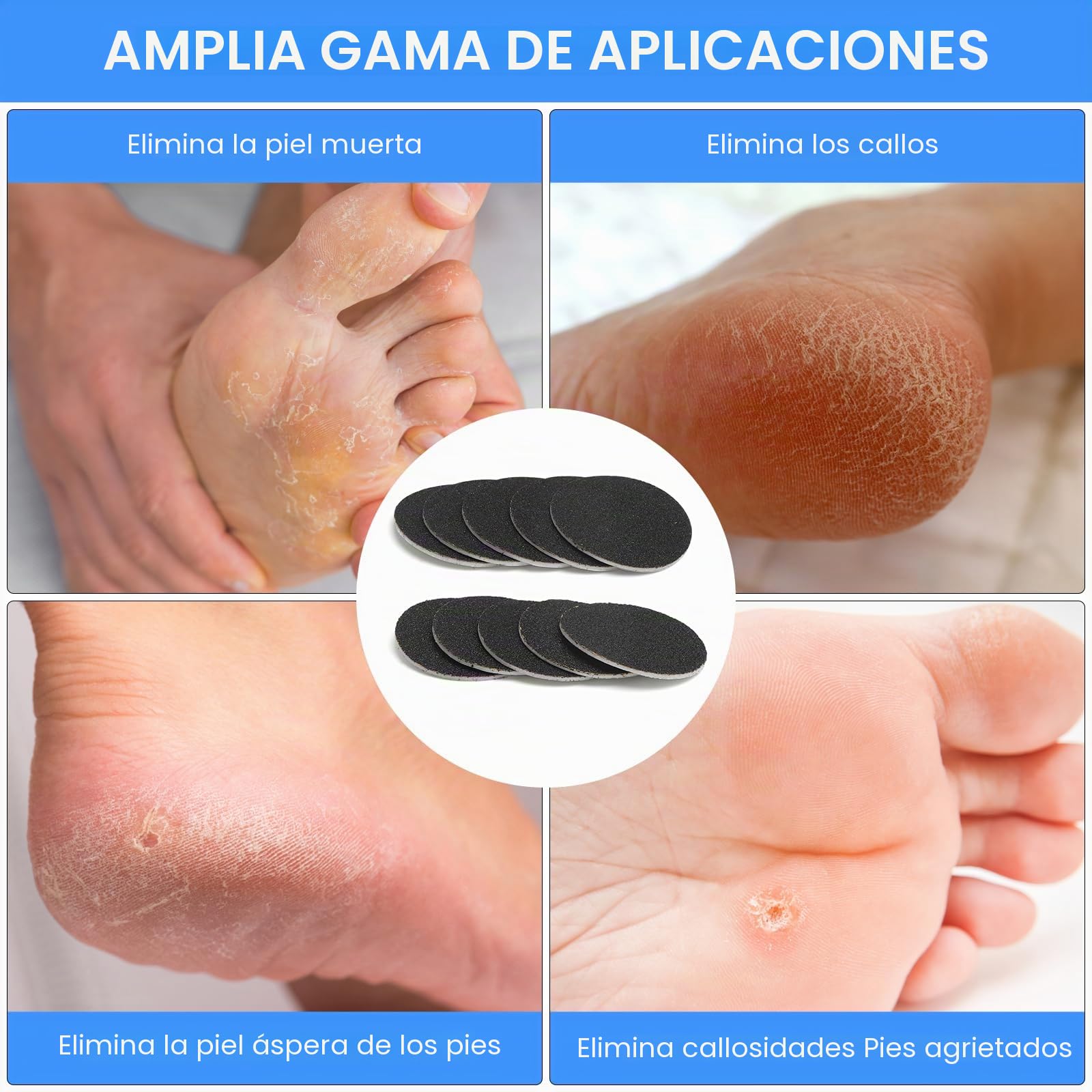 120 Discos Abrasivos Pies, Repuestos Papeles De Lija Pies con Grano 80 100, Recambios Papel De Lija Pies, Escofinas Para Pies Para Piel Seca, Juego de Pedicura para uso DoméStico, Salón