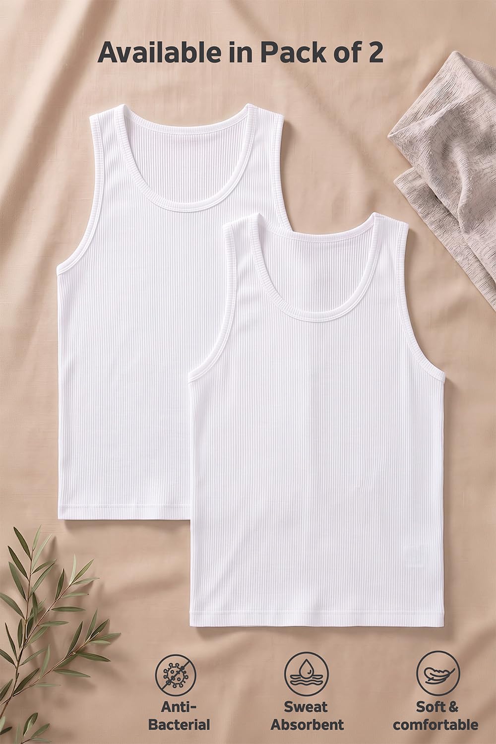 Van Heusen Men's Cotton Vest (Pack of 2) (8907522404052_10073_Large_White) 3
