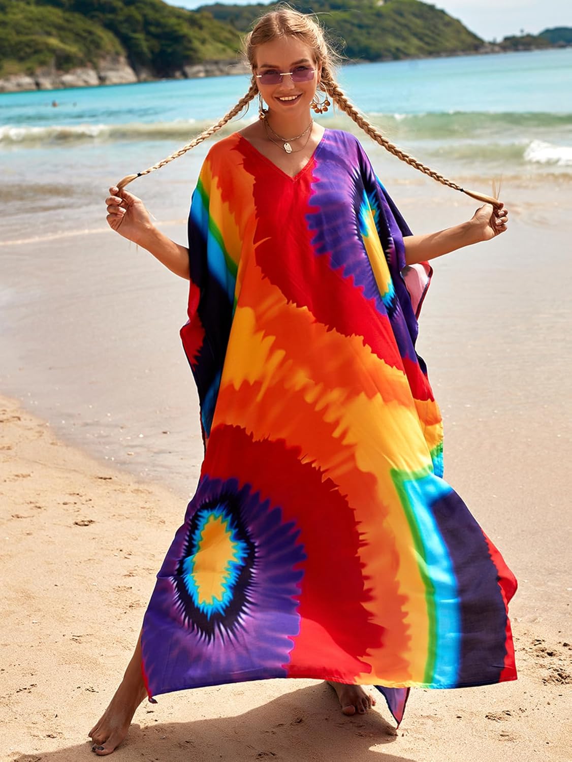 Kaftan Dresses for Women Plus Size Bathing Suit Cover up Caftan Maxi Beach Dresses - Image 3