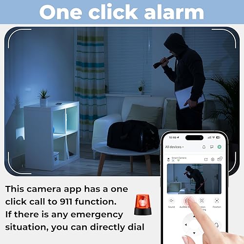 Miniatura 3 de Cámara de seguridad con cable, 2.4G5G para interiores y exteriores, cámaras inalámbricas para seguridad del hogar con sensor de movimiento y alarma,