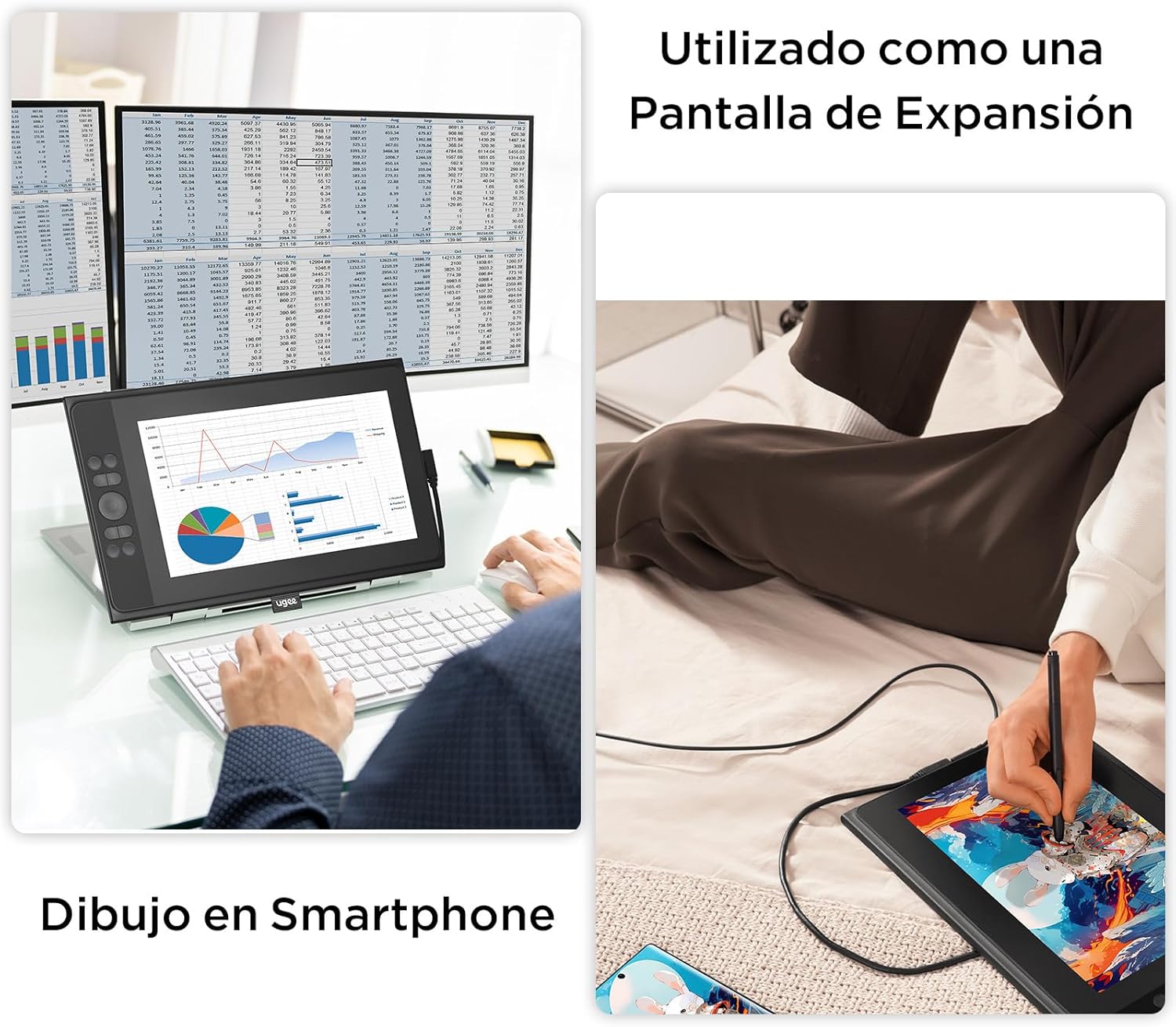 Graphics Tablet with Screen UGEE UE12 Plus 11.9 Inch, Pen Display with Full-Laminated Screen 147% RGB Colour Gamut, Drawing Monitor with Scroll Wheel and 8 Shortcut Keys for Windows/Mac/Android